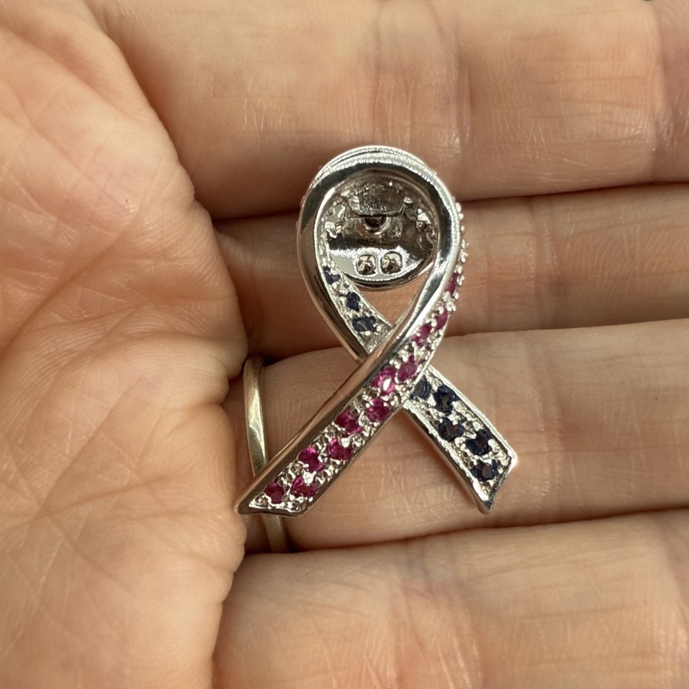 Red White Blue Jewels Ribbon Pin Nice Design & Quality